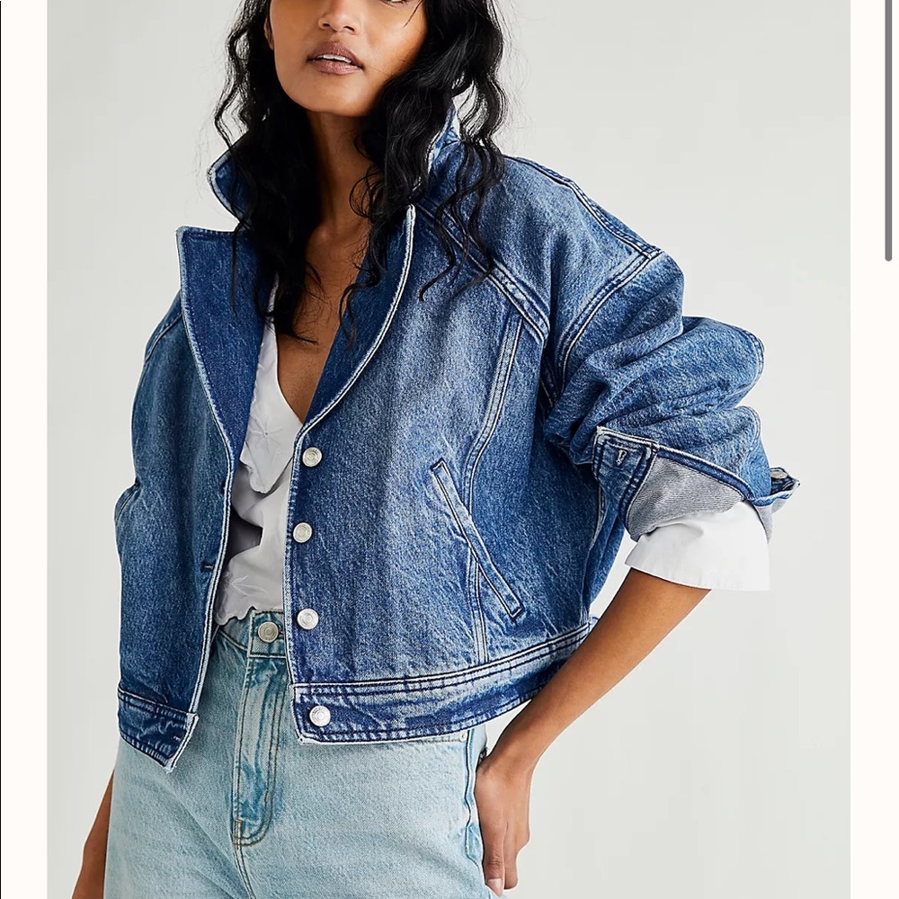 Free People Now or Never Long Sleeve Denim Jacket